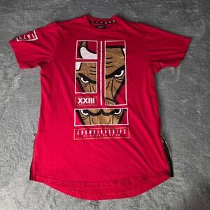 FRPLY Mens 2XL T-Shirt Red Chicago Basketball Championship Graphic Side Zip